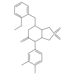 1-(3,4-Dimethylphenyl)-4-(2-methoxybenzyl)hexahydro-1H-6lambda~6~-thieno[3,4-B]pyrazine-2,6,6-trione结构式