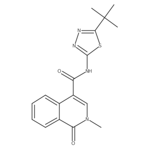 N-[(2Z)-5-tert-butyl-1,3,4-thiadiazol-2(3H)-ylidene]-2-methyl-1-oxo-1,2-dihydroisoquinoline-4-carboxamide结构式