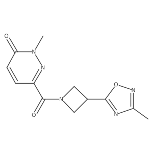 2-methyl-6-(3-(3-methyl-1,2,4-oxadiazol-5-yl)azetidine-1-carbonyl)pyridazin-3(2H)-one结构式