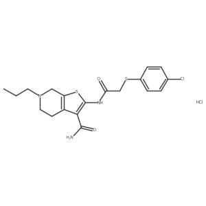 2-(2-((4-Chlorophenyl)thio)acetamido)-6-propyl-4,5,6,7-tetrahydrothieno[2,3-c]pyridine-3-carboxamide hydrochloride Structure