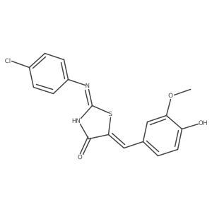 (5Z)-2-[(4-chlorophenyl)amino]-5-(4-hydroxy-3-methoxybenzylidene)-1,3-thiazol-4(5H)-one结构式