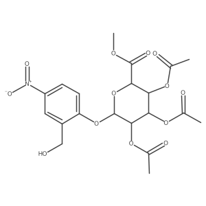 I(2)-D-Glucopyranosiduronic acid, 2-(hydroxymethyl)-4-nitrophenyl, methyl ester, 2,3,4-triacetate结构式