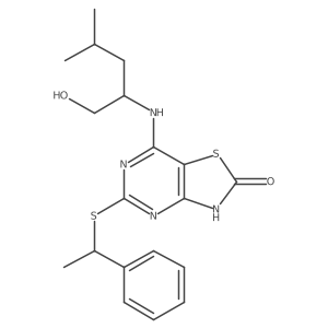 Thiazolo[4,5-d]pyriMidin-2(3H)-one, 7-[[(1R)-1-(hydroxyMethyl)-3-Methylbutyl]aMino]-5-[[(1S)-1-phenylethyl]thio]-结构式