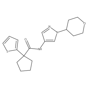 N-(1-(tetrahydro-2H-pyran-4-yl)-1H-pyrazol-4-yl)-1-(thiophen-2-yl)cyclopentanecarboxamide Structure
