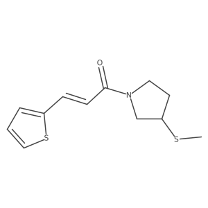(E)-1-(3-(methylthio)pyrrolidin-1-yl)-3-(thiophen-2-yl)prop-2-en-1-one结构式