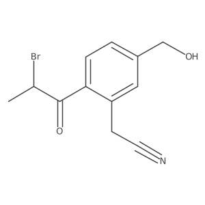 2-(2-Bromopropanoyl)-5-(hydroxymethyl)phenylacetonitrile结构式