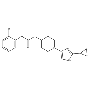 2-(2-bromophenyl)-N-[1-(5-cyclopropyl-1H-pyrazol-3-yl)piperidin-4-yl]acetamide结构式