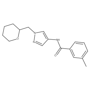 3-methyl-N-(1-((tetrahydro-2H-pyran-2-yl)methyl)-1H-pyrazol-4-yl)benzamide Structure