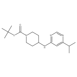 Tert-butyl 4-{[6-(propan-2-yl)pyrimidin-4-yl]amino}piperidine-1-carboxylate结构式
