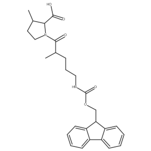 1-[5-({[(9H-fluoren-9-yl)methoxy]carbonyl}amino)-2-methylpentanoyl]-3-methylpyrrolidine-2-carboxylic acid Structure