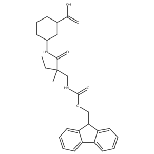 rac-(1R,3S)-3-{2-[({[(9H-fluoren-9-yl)methoxy]carbonyl}amino)methyl]-2-methylbutanamido}cyclohexane-1-carboxylic acid Structure