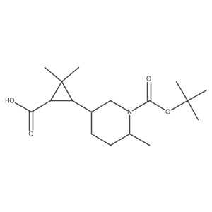 (1RS,3RS)-3-[(6R)-1-[(tert-butoxy)carbonyl]-6-methylpiperidin-3-yl]-2,2-dimethylcyclopropane-1-carboxylic acid Structure