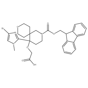 2-[[5-(4-Bromo-1-methylimidazol-2-yl)-2-(9H-fluoren-9-ylmethoxycarbonyl)-9-oxa-2-azaspiro[5.5]undecan-5-yl]oxy]acetic acid结构式