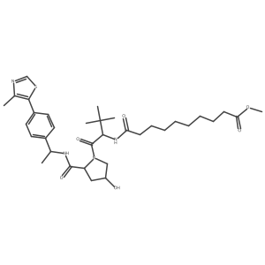 methyl 10-[[(1S)-1-[(2S,4R)-4-hydroxy-2-[[(1S)-1-[4-(4-methylthiazol-5-yl)phenyl]ethyl]carbamoyl]pyrrolidine-1-carbonyl]-2,2-dimethyl-propyl]amino]-10-oxo-decanoate结构式