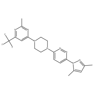 4-{4-[6-(3,5-dimethyl-1H-pyrazol-1-yl)pyridazin-3-yl]piperazin-1-yl}-2-methyl-6-(trifluoromethyl)pyrimidine结构式