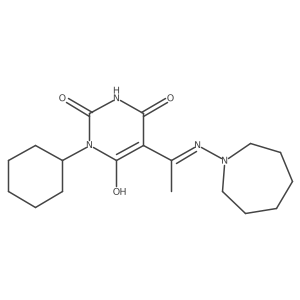 5-[(E)-N-(azepan-1-yl)-C-methylcarbonimidoyl]-1-cyclohexyl-6-hydroxypyrimidine-2,4-dione Structure