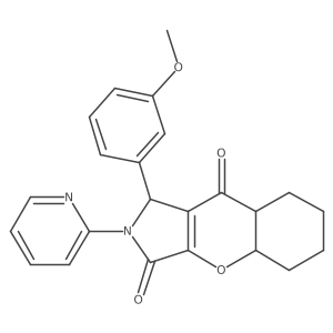 1-(3-methoxyphenyl)-2-pyridin-2-yl-4a,5,6,7,8,8a-hexahydro-1H-chromeno[2,3-c]pyrrole-3,9-dione结构式