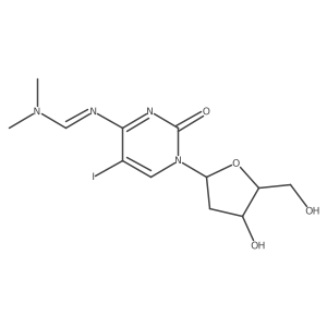 N'-(1-((2R,4S,5R)-4-Hydroxy-5-(hydroxymethyl)tetrahydrofuran-2-yl)-5-iodo-2-oxo-1,2-dihydropyrimidin-4-yl)-N,N-dimethylformimidamide结构式