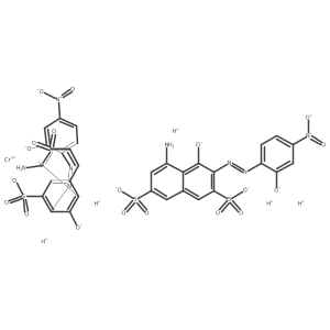 Nc1cc(S(=O)(=O)[O-])cc2cc(S(=O)(=O)[O-])c(N=Nc3ccc([N+](=O)[O-])cc3[O-])c([O-])c12.Nc1cc(S(=O)(=O)[O-])cc2cc(S(=O)(=O)[O-])c(N=Nc3ccc([N+](=O)[O-])cc3[O-])c([O-])c12.[Cr+3].[H+].[H+].[H+].[H+].[H+]结构式