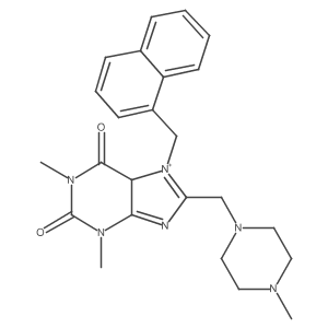 1,3-dimethyl-8-[(4-methylpiperazin-1-yl)methyl]-7-(naphthalen-1-ylmethyl)-5H-purin-7-ium-2,6-dione结构式