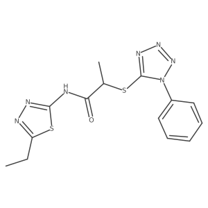 N-(5-ethyl-1,3,4-thiadiazol-2-yl)-2-[(1-phenyl-1H-tetrazol-5-yl)sulfanyl]propanamide结构式