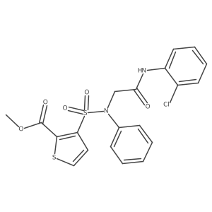 methyl 3-(N-(2-((2-chlorophenyl)amino)-2-oxoethyl)-N-phenylsulfamoyl)thiophene-2-carboxylate结构式