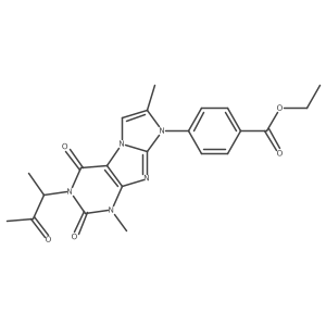 ethyl 4-(1,7-dimethyl-2,4-dioxo-3-(3-oxobutan-2-yl)-3,4-dihydro-1H-imidazo[2,1-f]purin-8(2H)-yl)benzoate结构式