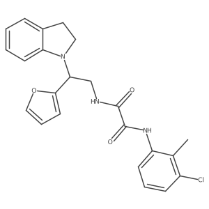 N1-(3-chloro-2-methylphenyl)-N2-(2-(furan-2-yl)-2-(indolin-1-yl)ethyl)oxalamide结构式
