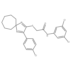 2-((3-(4-chlorophenyl)-1,4-diazaspiro[4.6]undeca-1,3-dien-2-yl)thio)-N-(3,5-dichlorophenyl)acetamide Structure