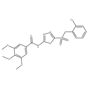 N-(5-((2-chlorobenzyl)sulfonyl)-1,3,4-thiadiazol-2-yl)-3,4,5-trimethoxybenzamide结构式