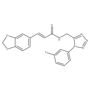 (Z)-3-(benzo[d][1,3]dioxol-5-yl)-N-((1-(3-fluorophenyl)-1H-tetrazol-5-yl)methyl)acrylamide结构式