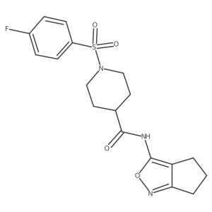 N-(5,6-dihydro-4H-cyclopenta[c]isoxazol-3-yl)-1-((4-fluorophenyl)sulfonyl)piperidine-4-carboxamide结构式
