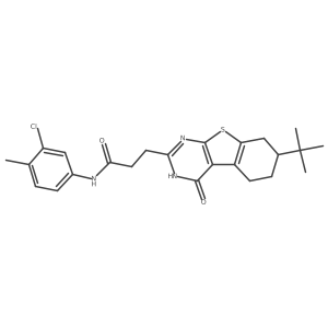 3-(7-(tert-butyl)-4-oxo-3,4,5,6,7,8-hexahydrobenzo[4,5]thieno[2,3-d]pyrimidin-2-yl)-N-(3-chloro-4-methylphenyl)propanamide结构式
