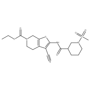 ethyl 3-cyano-2-(1-(methylsulfonyl)piperidine-3-carboxamido)-4,5-dihydrothieno[2,3-c]pyridine-6(7H)-carboxylate Structure