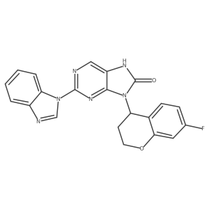 (+/-)-2-(1H-benzo[d]imidazol-1-yl)-9-(7-fluorochroman-4-yl)-7H-purin-8(9H)-one结构式