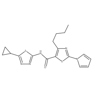 4-butyl-N-[(2Z)-5-cyclopropyl-1,3,4-thiadiazol-2(3H)-ylidene]-2-(1H-pyrrol-1-yl)-1,3-thiazole-5-carboxamide Structure