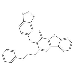 3-(1,3-benzodioxol-5-ylmethyl)-2-[(2-phenylethyl)sulfanyl][1]benzofuro[3,2-d]pyrimidin-4(3H)-one结构式