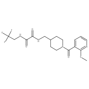 N1-((1-(2-(methylthio)nicotinoyl)piperidin-4-yl)methyl)-N2-(2,2,2-trifluoroethyl)oxalamide结构式