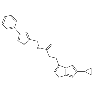 3-(6-cyclopropylimidazo[2,1-b]thiazol-3-yl)-N-((3-phenyl-1,2,4-oxadiazol-5-yl)methyl)propanamide Structure