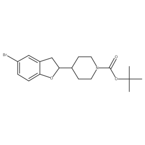 4-(5-Bromo-2,3-dihydrobenzofuran-2-yl)piperidine-1-carboxylic acid tert-butyl ester结构式