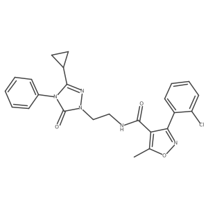 3-(2-chlorophenyl)-N-(2-(3-cyclopropyl-5-oxo-4-phenyl-4,5-dihydro-1H-1,2,4-triazol-1-yl)ethyl)-5-methylisoxazole-4-carboxamide结构式