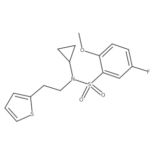 N-cyclopropyl-5-fluoro-2-methoxy-N-(2-(thiophen-2-yl)ethyl)benzenesulfonamide结构式