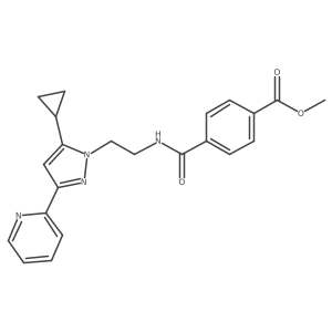 methyl 4-((2-(5-cyclopropyl-3-(pyridin-2-yl)-1H-pyrazol-1-yl)ethyl)carbamoyl)benzoate Structure