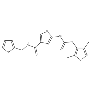2-(2-(3,5-dimethylisoxazol-4-yl)acetamido)-N-(thiophen-2-ylmethyl)oxazole-4-carboxamide Structure