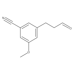 Benzonitrile, 3-methoxy-5-(3-oxopropyl)- Structure