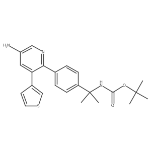 tert-butyl N-[2-[4-(5-amino-3-thiophen-3-ylpyridin-2-yl)phenyl]propan-2-yl]carbamate结构式