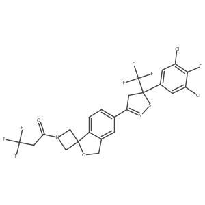 1-{5'-[5-(3,5-dichloro-4-fluorophenyl)-5-(trifluoromethyl)-4,5-dihydro-1,2-thiazol-3-yl]-3'H-spiro[azetidine-3,1'-[2]benzofuran]-1-yl}-3,3,3-trifluoropropan-1-one结构式
