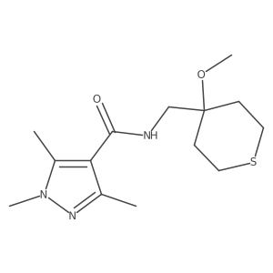 N-((4-methoxytetrahydro-2H-thiopyran-4-yl)methyl)-1,3,5-trimethyl-1H-pyrazole-4-carboxamide结构式