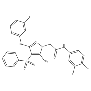 2-[5-amino-4-(benzenesulfonyl)-3-[(3-fluorophenyl)amino]-1H-pyrazol-1-yl]-N-(3,4-difluorophenyl)acetamide Structure