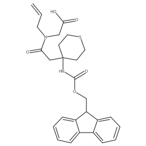 2-{2-[4-({[(9H-fluoren-9-yl)methoxy]carbonyl}amino)thian-4-yl]-N-(prop-2-en-1-yl)acetamido}acetic acid结构式